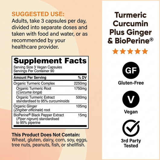 Organic Turmeric Curcumin Capsules (2,250mg)